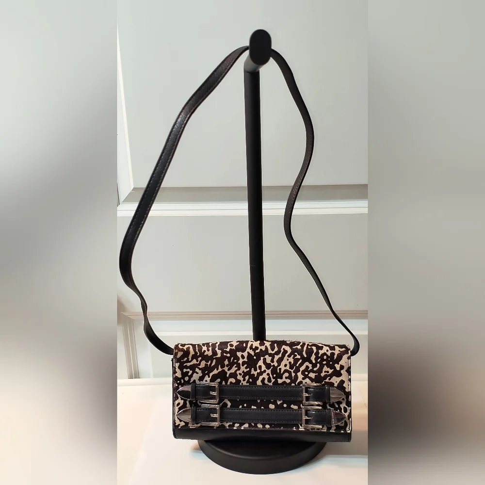 Michael Kors Calf Hair Animal Print Crossbody Buckle Detail MSRP $325 - Picture 2 of 6